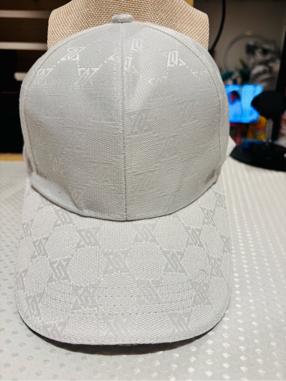 White Monogram Baseball Cap - Woman